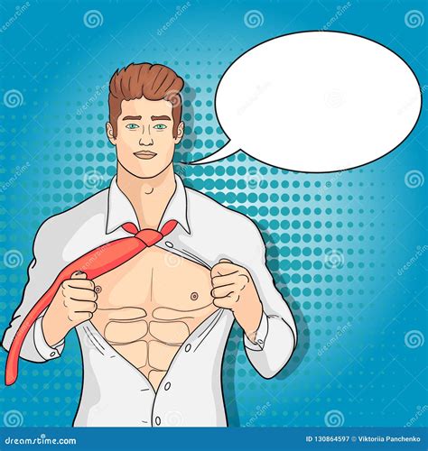 Pop Art Background Muscular Model Naked Man Dancing In The Studio In Shirt Vector Imitation Of