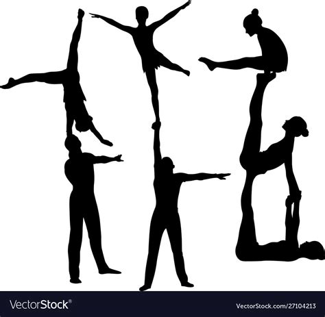 Gymnasts Acrobats Black Silhouette Royalty Free Vector Image