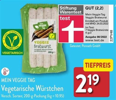 Mein Veggie Tag Vegetarische W Rstchen G Packung Angebot Bei Aldi Nord