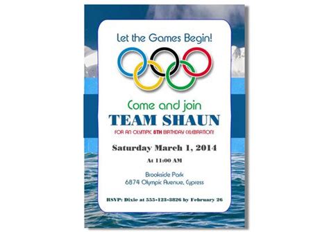 Winter Olympics Birthday Invitation Printable Digital File DIY