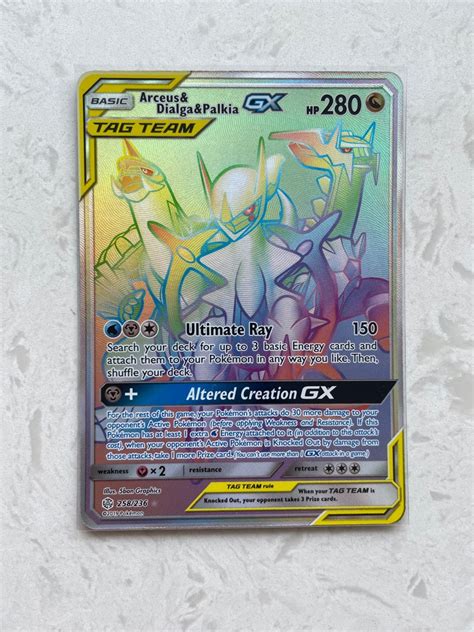 Arceus Dialga Palkia Gx Rainbow Rare Cosmic Eclipse