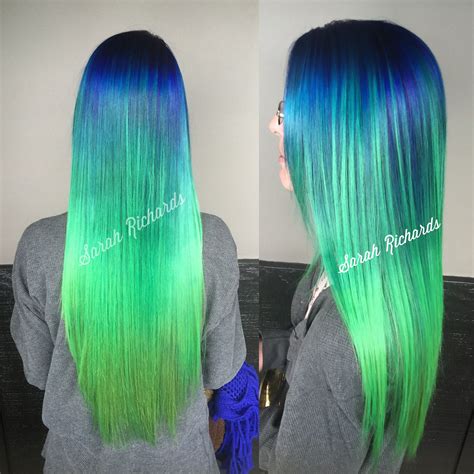 Mermaids Hair Unicorn Hair Pravana Blue Green Neon Green Color Melt