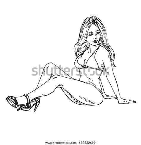 Portrait Sexy Retro Pin Girl Bikini Stock Vector Royalty Free 672532699 Shutterstock