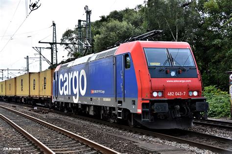 482 043 7 Fuhr Mit Einen Containerzug Durch Hh Harburg 20 08 16