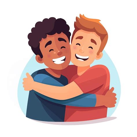 Rapazes Felizes Abraçando Se Amizade Masculina Abraço De Amor Homens