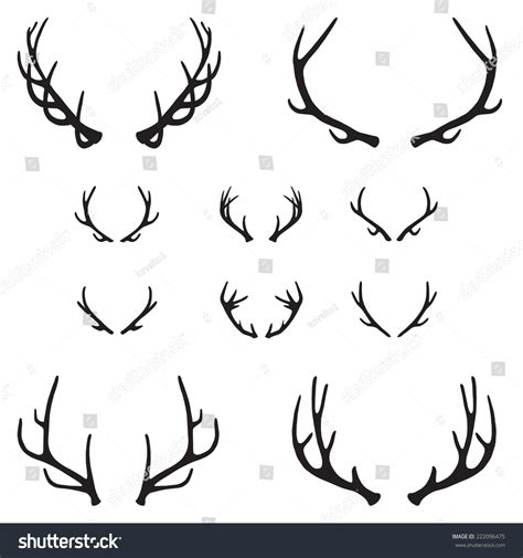 Set Of Antlers Silhouette Vector 222096475 Shutterstock