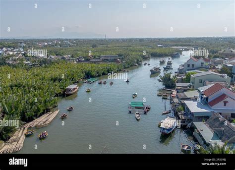 Aerial View Of A Coconut Basket Boat Tour At The Palms Forest In Cam