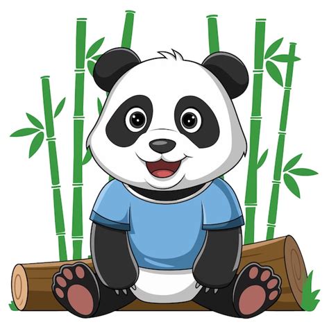 El Lindo Panda De Dibujos Animados Aislado Sobre Un Fondo Blanco