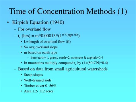 Ppt Time Of Concentration And Lag Time In Wms Powerpoint Presentation