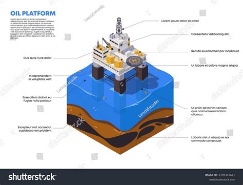 Vector Illustration Offshore Oil Platform Detailed Stock Vector ...