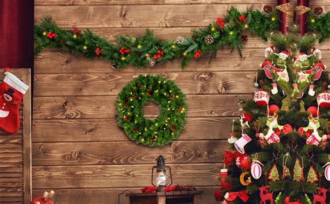 Amazon YEOLEH Pre Lit Artificial Christmas Wreath Garland Set 23