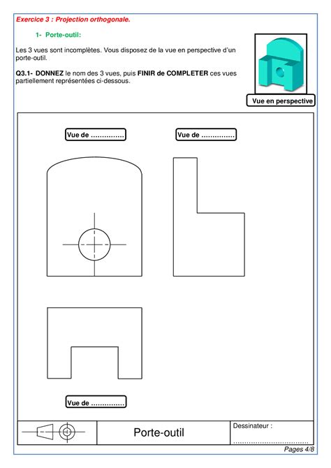 Dessin Technique Exercices Non Corrigés Alloschool