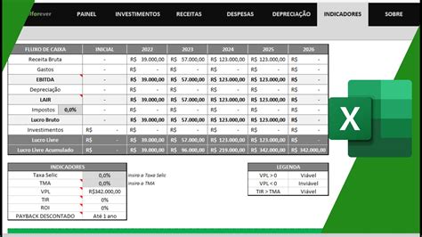 Arquivos planilha de análise de investimento ExcelForever