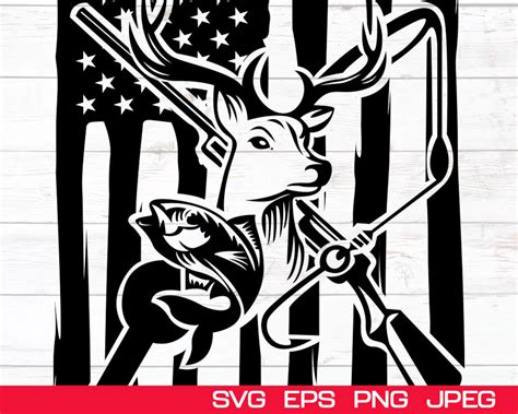 Hunting And Fishing Svg American Flag Svg Distress Flag For Etsy