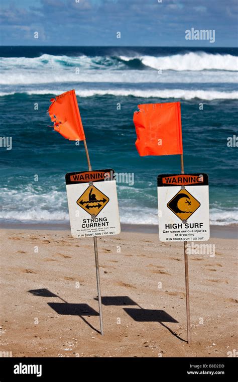 Surf Warning Flags On The Beach In Maui Hawaii Stock Photo Alamy