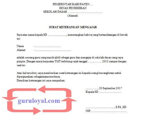 Surat Keterangan Mengajar Dalam Bahasa Inggris Contoh Surat Keterangan Aktif Mengajar Paud