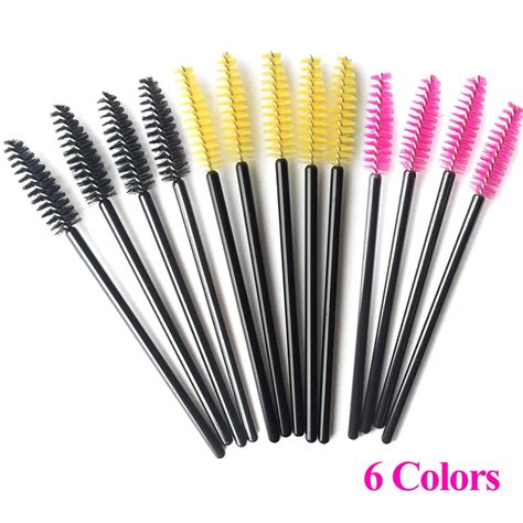 50100pcs Disposable Colorful Eyelash Brushes Plastic Handle Eyebrow