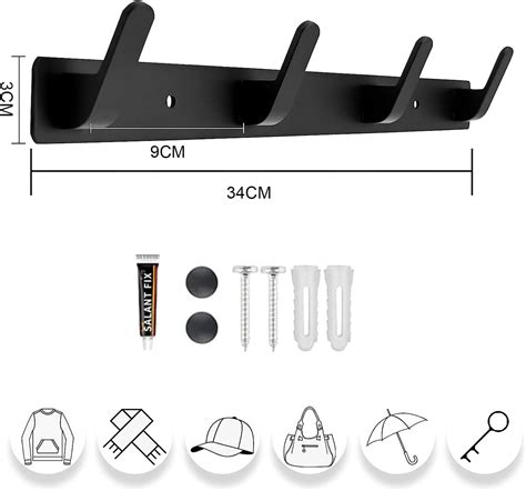 2 Pack Coat Rack Wall Mounted ，heavy Duty Aluminum，4 Hook Metal Coat Hook，modern Ebay