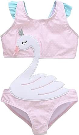 IKFIVQD Traje de baño de vaca lindo para niños y niñas bikini 3D de dibujos animados de 1 pieza