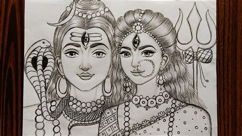 How To Draw Lord Shiva And Maa Parvati For Nil Puja How To Draw Lord