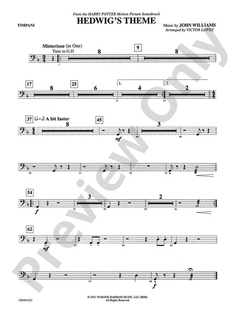 Hedwig S Theme From Harry Potter Timpani Timpani Part Digital