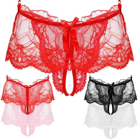 HOMME SISSY OUVERT Slip En Dentelle Transparent Culotte Lingerie Sous