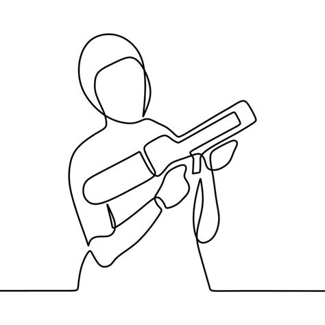 continuous line drawing on someone holding a gun 8691543 Vector Art at ...