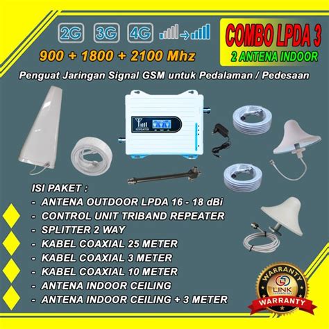 Combo Set Dual Antenna Indoor Dua Antena Penguat Sinyal Hp Gsm