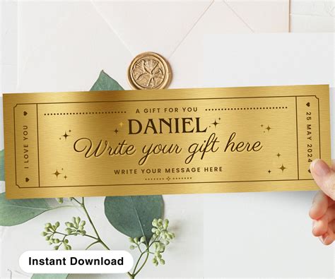 Editable Golden Ticket Gift Voucher Template Printable Golden Ticket ...