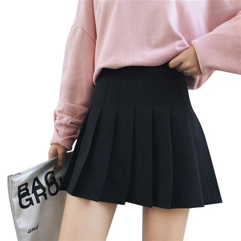 Saia Estilo Colegial Pregueada Preta Lisa Cosplay Lolita Shopee