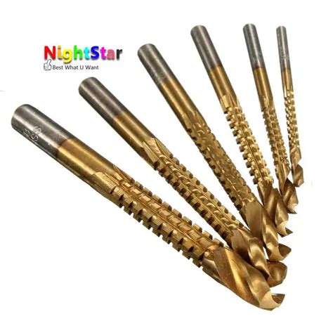 6Pcs Set High Speed Steel Twist Drill Bit Titanium Coated HSS Drill