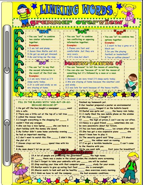 Linking Words Esl Printable Grammar Exercises Worksheet Clase De