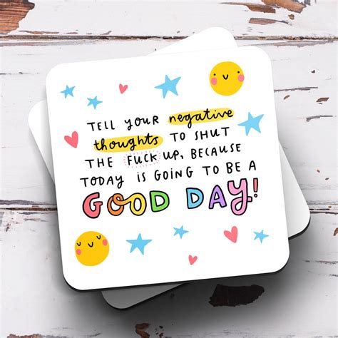 Negative Thoughts Shut The Fuck Up Coaster By Arrow Gift Co