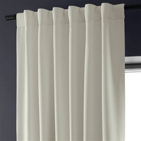 Off White Faux Linen Hotel Blackout Curtain