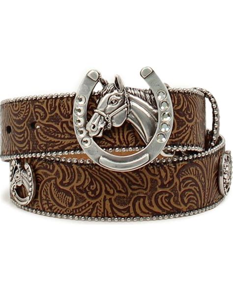 Ariat Girls Floral Embossed Horsehead Belt In 2021 Cowgirl Belts