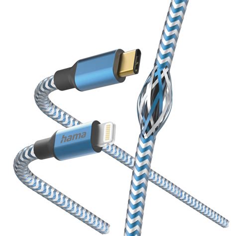 Technische Daten Hama 201561 Ladekabel Reflective Usb C Zu Lightning Nylon 15m Blau Foto Erhardt