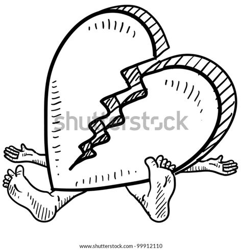 Doodle Style Broken Heart Crushing Lovelorn Stock Vector Royalty Free 99912110 Shutterstock