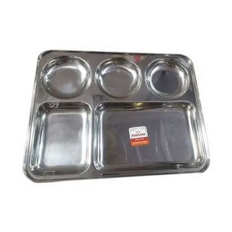 Silver Plain Compartment Stainless Steel Serving Plate At Rs