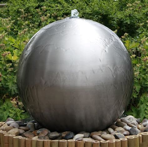 Primrose Cm Silver Brushed Stainless Steel Fountain Sphere Modern