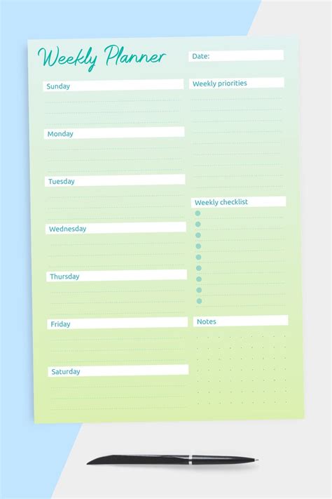 Weekly Organizer Template Has A Simple Design And Its Structure Is Easy