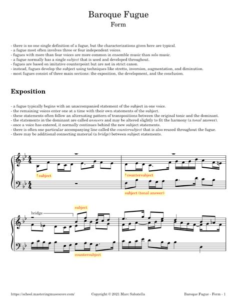 Baroque Fugue: Form Sheet music for Piano (Solo) | Musescore.com