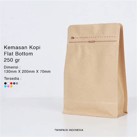 Jual Kemasan Kopi 200 250 Gram Ziplock Kraft Paper Flat Bottom