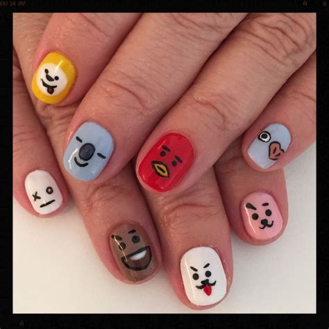 Bt Nails Korean Nail Art Army Nails Fire Nails