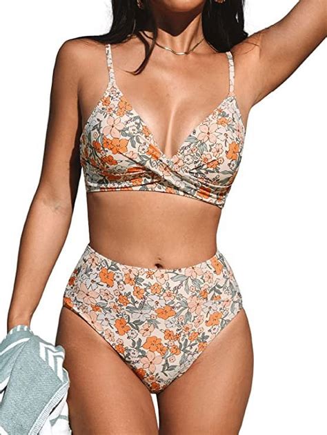 Cupshe Women S High Waisted V Neck Bikini Set Adjustable Straps M Walmart