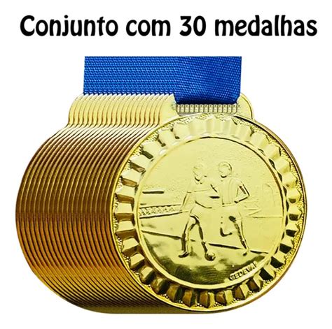 Kit Medalhas Campeonato Futsal Futebol Cm Premia O Cor Ouro