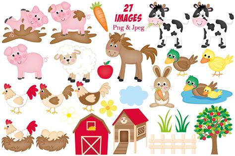 Farm clipart, Farm animals graphics & illustrations