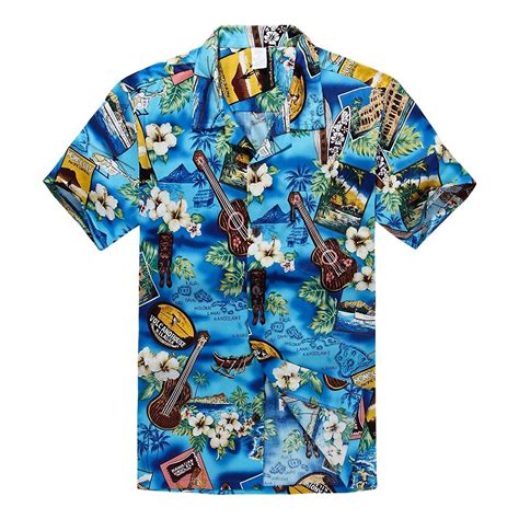 Mens Hawaiian Shirt Aloha Shirt Blue Paradise Cz11l3yre03mens