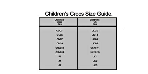 Crocs Size Chart For Kids