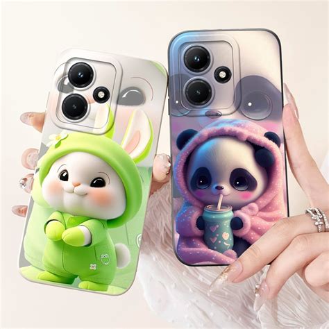 Infinix Hot 30 4G 5G กระตายนารก Panda ปลอก Infinix Hot30 X6831 X6832 เลนสปองกนซลโคนออน