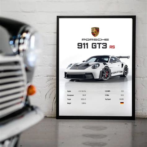 Porsche Gt Rs Stats Poster White Etsy